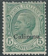 1912 EGEO CALINO EFFIGIE 5 CENT MH * - RA32-3 - Aegean (Calino)