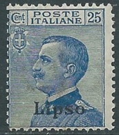 1912 EGEO LIPSO EFFIGIE 25 CENT MNH ** - RA32-5 - Ägäis (Lipso)