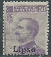 1912 EGEO LIPSO EFFIGIE 50 CENT MNH ** - RA32-4 - Egeo (Lipso)