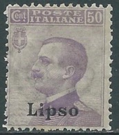 1912 EGEO LIPSO EFFIGIE 50 CENT MNH ** - RA32-5 - Ägäis (Lipso)