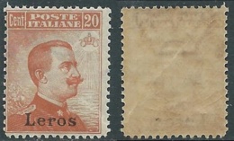 1921-22 EGEO LERO EFFIGIE 20 CENT MNH ** - E154 - Ägäis (Lero)