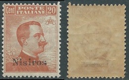 1921-22 EGEO NISIRO EFFIGIE 20 CENT MNH ** - E154 - Ägäis (Nisiro)