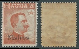 1921-22 EGEO NISIRO EFFIGIE 20 CENT MNH ** - E154-2 - Egeo (Nisiro)