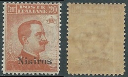 1921-22 EGEO NISIRO EFFIGIE 20 CENT MNH ** - E154-3 - Egeo (Nisiro)