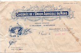 Paris Rue Ernelle : Lettre à Entête CHICOREE UNION AGRICOLE DU NORD 1923 (PPP19716) - Advertising
