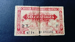 ALGERIE COLONIAL 1940 RARE BILLET DE 50 CENTIMES - Algeria