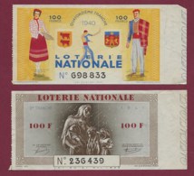 150819B - 2 BILLET LOTERIE NATIONALE 1940 1941 100 FRANCS 2 14ème TR - Pelote Basque Folklore écusson - Billetes De Lotería