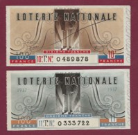 150819B - 2 BILLET LOTERIE NATIONALE 1937 100 FRANCS 10 11ème TR - Feu D'artifice Fête - Billetes De Lotería