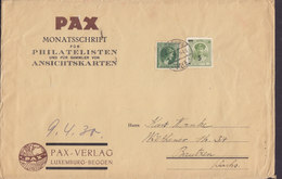 Luxembourg PAX Monatschrift Philatelisten Und Ansichtskarten LUXEMBOURG VILLE 1930 Cover Lettre Charlotte M. Aufdruck - Briefe U. Dokumente