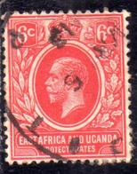 EAST AFRICA ORIENTALE & UGANDA PROTECTORATES 1912 1918 KING KING GEORGE V RE GIORGIO 5c USATO USED OBLITERE' - Protectorats D'Afrique Orientale Et D'Ouganda