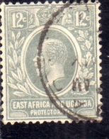 EAST AFRICA ORIENTALE & UGANDA PROTECTORATES 1912 1918 KING KING GEORGE V RE GIORGIO 12c USATO USED OBLITERE' - East Africa & Uganda Protectorates
