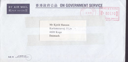 Hong Kong Air Mail GOVERNMENT SERVICE Fire Department TSIM SHA TSUI (Kowloon) 1999 Meter Cover Freistempel Brief Denmark - Brieven En Documenten
