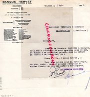 18- BOURGES- CHATEAUROUX-VIERZON- RARE LETTRE BANQUE HERVET - A VERGNIAUD RATINAUD GANTERIE SAINT JUNIEN-1934 - Bank En Verzekering