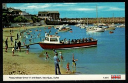Ref 1308 - 1982 Postcard - Pleasure Boat "Ermol VI" New Quay Cardinganshire - Llandysul Postmark - Cardiganshire