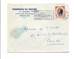MONACO SEUL SUR LETTRE A EN TETE POUR LA FRANCE 1959 - Briefe U. Dokumente