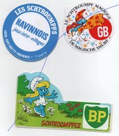 Vignettes Autocollantes ( 5 Stickers: 2bp Et 2 Havinnois) Smurfs, Les Schtroumpfs, Objets Dérivés BD, - Schtroumpfs, Les