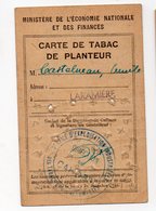 Guerre 39-45) Rationnement : CARTE DE TABAC DE PLANTEUR (PPP19740) - Documenten