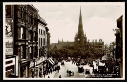 Ref 1320 - Real Photo Postcard - Cars - The Buul Ring & St Martin's Church Birmingham - Birmingham