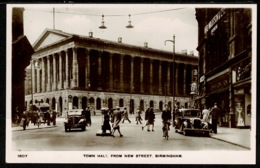 Ref 1320 - Real Photo Postcard - Cars - Town Hall From New Street Birmingham - Birmingham