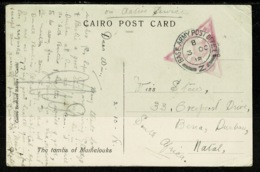 Ref 1320 - 1918 WWI Egypt Military Censored Postcard - GB BAPO Z - Base Army Post Office Z - 1915-1921 Britischer Schutzstaat