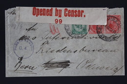 South African Occupation Of Southwest Africa Forerunner 27-10-1916 GIBEON->Bern Peace Bureau  Censored - Storia Postale