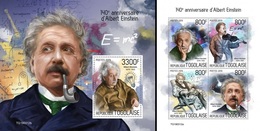 Delcampe - Togo 2019, Einstein, Bulb, 4val In BF +BF - Albert Einstein