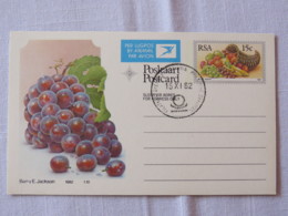 South Africa 1982 FDC Stationery Postcard Fruits Grapes - Covers & Documents