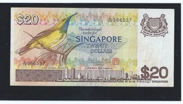 VINTAGE !  "A" Prefix  ! SINGAPORE $20 BIRD SERIES PAPER MONEY BANKNOTE A/79-386537 (#51B) - Singapur