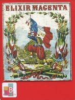 RARE ELIXIR MAGENTA CHROMO ÉTIQUETTE APPEL COLLÉE SUR CARTON Militaire Drapeau FRANCAIS Patriotisme 1859 - Other