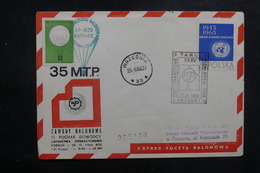 POLOGNE - Enveloppe Par Ballon En 1966 , Cachet, Affranchissement Et Vignette Plaisants - L 39449 - Storia Postale