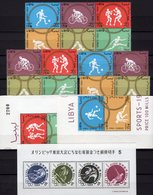 Olympia 1964 Nippon Block 71,LIBYA 166/1ER,3ZD+6-Block A ** 47€ Tokyo Radsport Reiten Hockey Hb Ss Sheet Bf Olympic - Lots & Serien