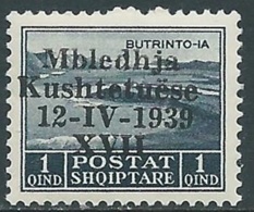 1939 ALBANIA ASSEMBLEA COSTITUENTE 1 Q MNH ** - UR33-3 - Albanië