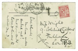 Ref 1322 - 1912 Postcard - Monte Carlo With Monaco Stamp - Posted In France - Postage Due To London - Cartas & Documentos