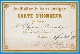 86 POITIERS Vienne - Carte D'Honneur INSTITUTION Des DAMES D'AUBIGNY (signée D'Aubigny) ° Litho. E. CUE - Zonder Classificatie