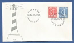 Schweiz / Helvetia  1966  Mi.Nr. 843 / 844 , EUROPA CEPT Stilisiertes Boot - FDC  Bern  26. 9.1966 - 1966