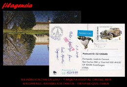 EUROPA. REPÚBLICA CHECA. ENTEROS POSTALES. TARJETA POSTAL CIRCULADA 2017. KROMERIZ. REPÚBLICA CHECA-CIENFUEGOS. CUBA - Brieven En Documenten