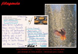 EUROPA. FINLANDIA. ENTEROS POSTALES. TARJETA POSTAL CIRCULADA 2017. JYVASKYLA. FINLANDIA-CIENFUEGOS. CUBA. GASTRONOMÍA - Lettres & Documents