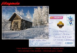 EUROPA. FINLANDIA. ENTEROS POSTALES. TARJETA POSTAL CIRCULADA 2017. HELSINKI. FINLANDIA-CIENFUEGOS. CUBA. ORQUÍDEAS - Lettres & Documents