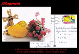 EUROPA. HOLANDA. ENTEROS POSTALES. TARJETA POSTAL CIRCULADA 2017. BOLDUQUE. HOLANDA-CIENFUEGOS. CUBA. FLORES. MOLINO - Covers & Documents