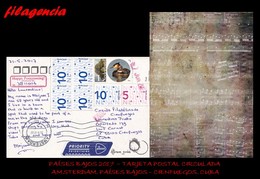 EUROPA. HOLANDA. ENTEROS POSTALES. TARJETA POSTAL CIRCULADA 2017. AMSTERDAM. HOLANDA-CIENFUEGOS. CUBA. PATOS. MÚSICA - Cartas