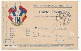 CPFM D'édition Privée - 4 Drapeaux - Oblit Trésor Et Postes 8 - 1915 - FM-Karten (Militärpost)