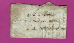 FRANCE Lettre De BOURG Pour AMBERIEUX Sans Marque Postale - 1801-1848: Vorläufer XIX