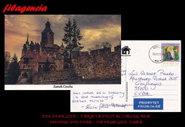 EUROPA. POLONIA. ENTEROS POSTALES. TARJETA POSTAL CIRCULADA 2018. MNIOW. POLONIA-CIENFUEGOS. CUBA. NAVIDADES. CASTILLOS - Brieven En Documenten