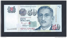 Singapore $50 Dollars Portrait Series Lucky Number Banknote 5DG909900 (#90) AU - Singapour