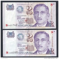 Singapore $2 X 2 Pcs Millennium 2000 Banknote Paper Money Very Fine (#89) - Singapour