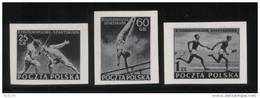 POLAND 1954 POLISH NATIONAL ATHLETICS MEETING SERIES 2 SET OF 3 BLACK PRINTS NHM Sports Fencing Gymnastics Relay - Proeven & Herdruk