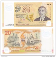 2007 SINGAPORE BRUNEI 40th ANNIVERSARY $20  POLYMER BANKNOTE  NEW UNC  (#78) - Singapore