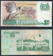 SINGAPORE $5 BIRD SERIES PAPER MONEY BANKNOTE A/80 -683900 "A" Prefix ! (#125-A) - Singapur