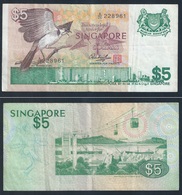 SINGAPORE $5 BIRD SERIES PAPER MONEY BANKNOTE A/76 -228961 "A" Prefix ! (#125-B) - Singapore