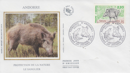 Enveloppe  FDC   1er  Jour    ANDORRE   NATURE   Le  Sanglier   1999 - Gibier